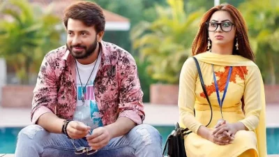 আগুন ছবির সেটে শাকিব-জাহারা মিতু। সংগৃহীত ফাইল ছবি