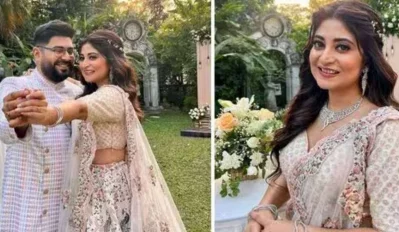 বাগদানের বিকেলে সৌম্য ও সন্দীপ্তা। ছবি: ফেসবুক থেকে নেওয়া