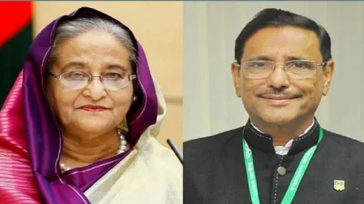 আওয়ামী লীগের সভাপতি শেখ হাসিনা ও সাধারণ সম্পাদক ওবায়দুর কাদের। ফাইল ছবি