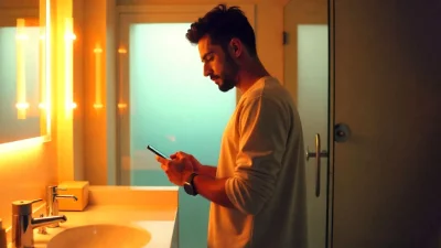 অনেকে মলত্যাগের পরও রিল বা ভিডিও শেষ না হওয়া পর্যন্ত টয়লেটে থাকেন। ছবি: এআই জেনারেটেড