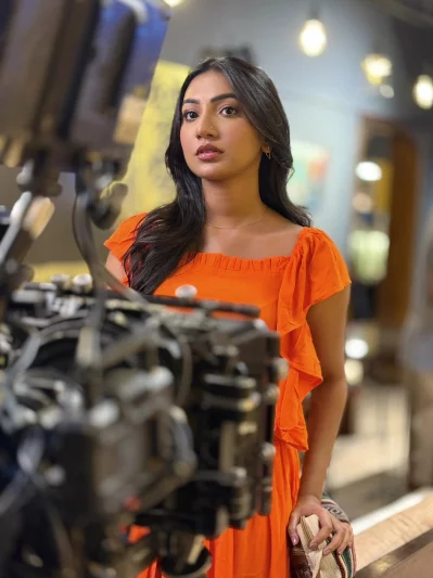 নাটকটির শুটিংয়ে সুনেরাহ। ছবি: ফেসবুক থেকে নেওয়া