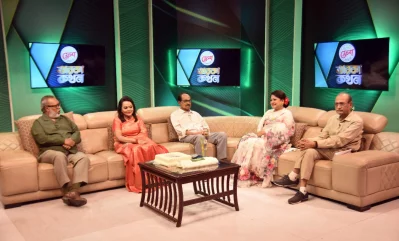 বিশেষ তারকাকথনে সাবিনা ইয়াসমিন। ছবি: চ্যানেল আই