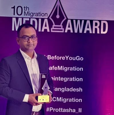 এর আগে ২০২৩ ও ২০২৪ সালে ব্র্যাক মিডিয়া আওয়ার্ড পান নাজমুল সাঈদ। ছবি: সৌজন্য
