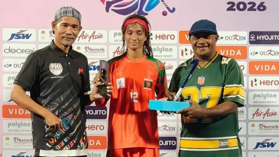 ম্যাচ সেরা হয়েছেন আইরিন আক্তার রিয়া। ছবি: হকি ফেডারেশন