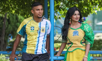 ব্রাজেন্টিনা’র শুটিংয়ে জামাল ভূঁইয়া ও লামিমা লাম। ছবি: সংগৃহীত