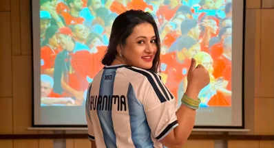 আর্জেন্টিনার জয়ে উচ্ছ্বসিত পূর্ণিমা। ছবি: ফেসবুক থেকে নেওয়া