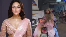 জ্যাম থেকে বাঁচতে বাইকে ফারিয়া