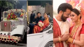 ভিন্টেজ রোলস রয়েস চড়িয়ে দর্শনাকে ঘরে তুললেন সৌরভ
