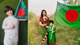 পতাকা নিয়ে হাজির শাকিবের দুই ছেলে