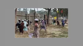 নারীদের ফুটবল খেলা বন্ধ করতে মাঠের টিনের বেড়া ভাঙচুর
