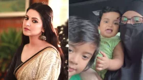 দুই সন্তানকে নিয়ে বোরকা পরে হাসপাতালে পরী মণি