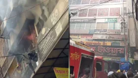 রাজধানীর খাজা মার্কেটে আগুন, নিয়ন্ত্রণে ফায়ার সার্ভিসের ৬ ইউনিট