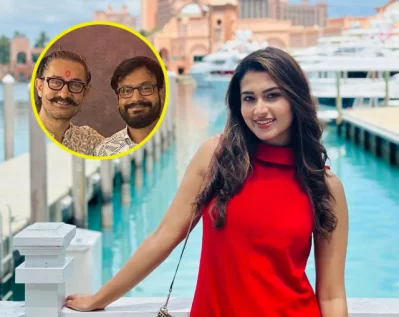 তাসনিয়া ফারিণ, ইনসেটে আমির খানের সঙ্গে বিপ্লব গোস্বামী। ছবি: ফেসবুক থেকে নেওয়া