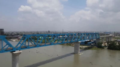 পদ্মা সেতুতে রেলপথ। ছবি: ইনডিপেনডেন্ট টেলিভিশন