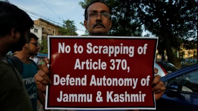 Protest against the repeal of Article 370 in Jammu and Kashmir.  Photo: Reuters