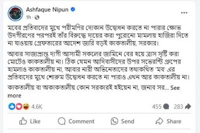 আশফাক নিপুণের পোস্টের স্ক্রিনশট