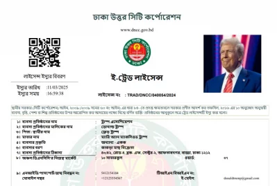 সংবাদমাধ্যমে প্রকাশিত খবরে জানা গেছে, বাংলাদেশে কাঁকড়া ব্যবসার জন্য ঢাকা উত্তর সিটি করপোরেশন (ডিএনসিসি) থেকে ট্রেড লাইসেন্স নিয়েছেন মার্কিন প্রেসিডেন্ট ডোনাল্ড ট্রাম্প। ছবি: সংগৃহীত