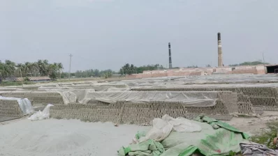উপজেলার রামপুরে বসতি এলাকায় প্রায় দুই একর জায়গার ওপর নির্মিত মেসার্স বামনী ব্রিকস ম্যানুফ্যাকচারিং কোম্পানি। ছবি: আবু নাছের মঞ্জু 