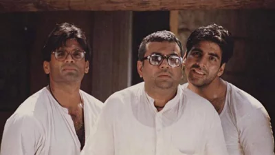 হেরা ফেরি চলচ্চিত্রে সুনীল শেঠি, পরেশ রাওয়াল ও অক্ষয় কুমার। ছবি: সংগৃহীত