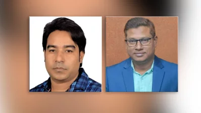 বহিস্কৃত বিএনপি নেতা আসাদুজ্জামান জনি ও প্রেসক্লাবের সেক্রেটারি মফিজুর রহমান। ছবি: সংগৃহীত