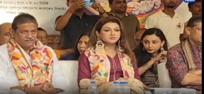 দুর্গাপুর পূজা উৎসবে জয়া আহসান। ছবি: স্কিনশট থেকে নেওয়া
