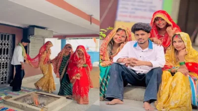 ভারতে এক সঙ্গে তিন বোনকে বিয়ে করছেন এক যুবক। ছবি: এনডিটিভি